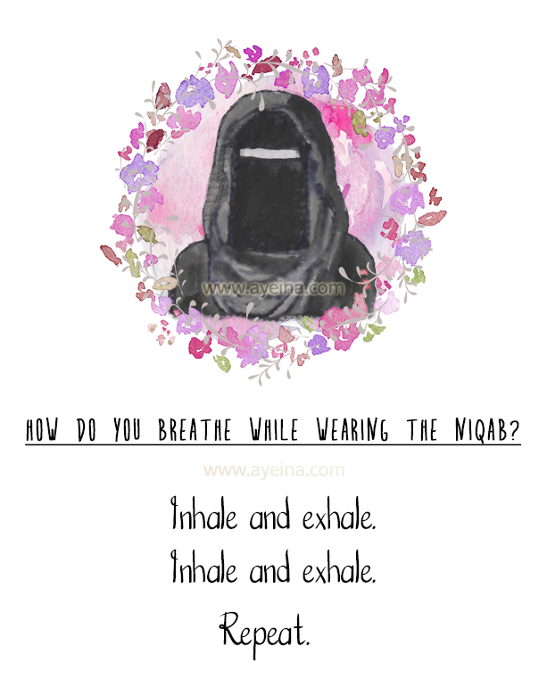 inhale and exhale repeat niqab questions answered watercolor illustration islamic print free download