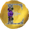 samina farooq purple flowers gold paint blob circle