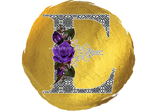 samina farooq purple flowers gold paint blob circle