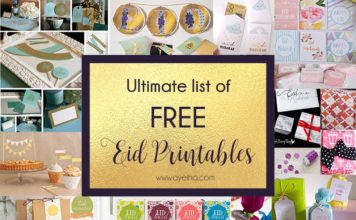 Ultimate List of FREE Eid Printables Free printable Eid Party Packs - Table Decor, Eid Banner/ Garland/ Bunting, Cards/ Posters, Eid Envelopes/ Wrapping Sheets/ Boxes and Eid Gift Tags/Stickers , eid freebies for kids, eid freebies for mini muslims, eid free printables for muslims, muslim parenting, muslim mother, eid tags, islamic pattern eid envelope, ramadan mubara bubble, eid place cards for eid table, eid cards watercolor florals, pastels, eid banner gold and purple, coloring sheets for muslim kids, #AlhamdulillahForSeries gratitude coloring journal for kids, eid mubarak arabic coloring card, eid coloring page, eid poster, ramadhan recipe card, bismillah, watercolor food card, laylatul qadr dua, lailatul qadr for muslim children , eid 2017,