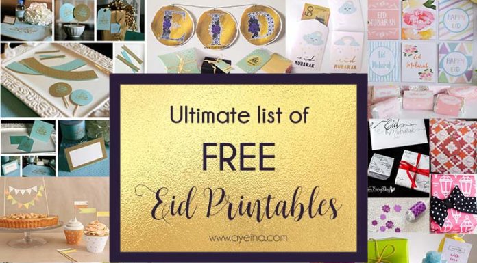 Ultimate List of FREE Eid Printables Free printable Eid Party Packs - Table Decor, Eid Banner/ Garland/ Bunting, Cards/ Posters, Eid Envelopes/ Wrapping Sheets/ Boxes and Eid Gift Tags/Stickers , eid freebies for kids, eid freebies for mini muslims, eid free printables for muslims, muslim parenting, muslim mother, eid tags, islamic pattern eid envelope, ramadan mubara bubble, eid place cards for eid table, eid cards watercolor florals, pastels, eid banner gold and purple, coloring sheets for muslim kids, #AlhamdulillahForSeries gratitude coloring journal for kids, eid mubarak arabic coloring card, eid coloring page, eid poster, ramadhan recipe card, bismillah, watercolor food card, laylatul qadr dua, lailatul qadr for muslim children , eid 2017,