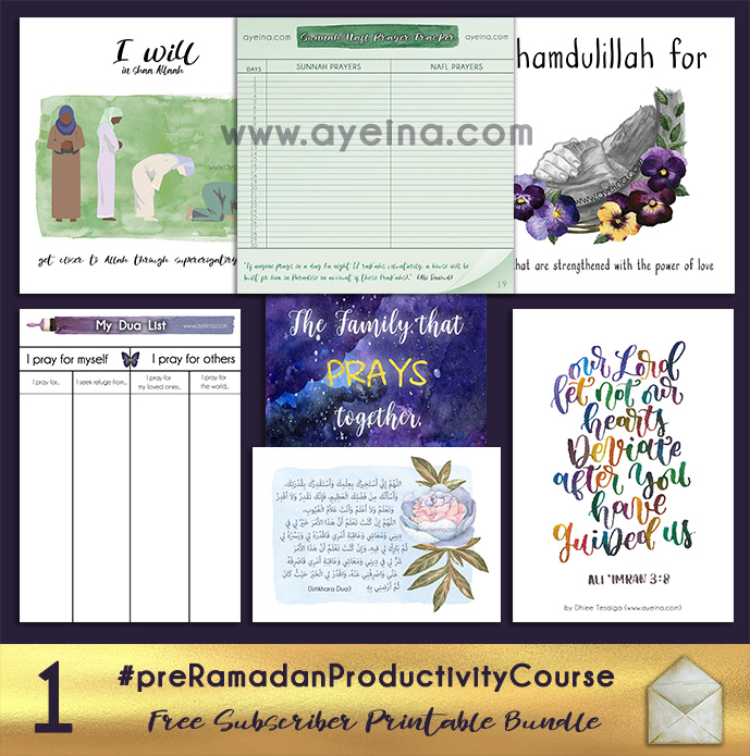 free printable, prayer tracker, productivity journal for muslims, hand lettering, #AlhamdulillahForSeries, #iWILLinshaAllah , Dua List, pray together, istikhara dua