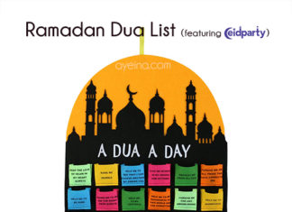 List of 30 Duas (free printables for Ramadan Calendar)