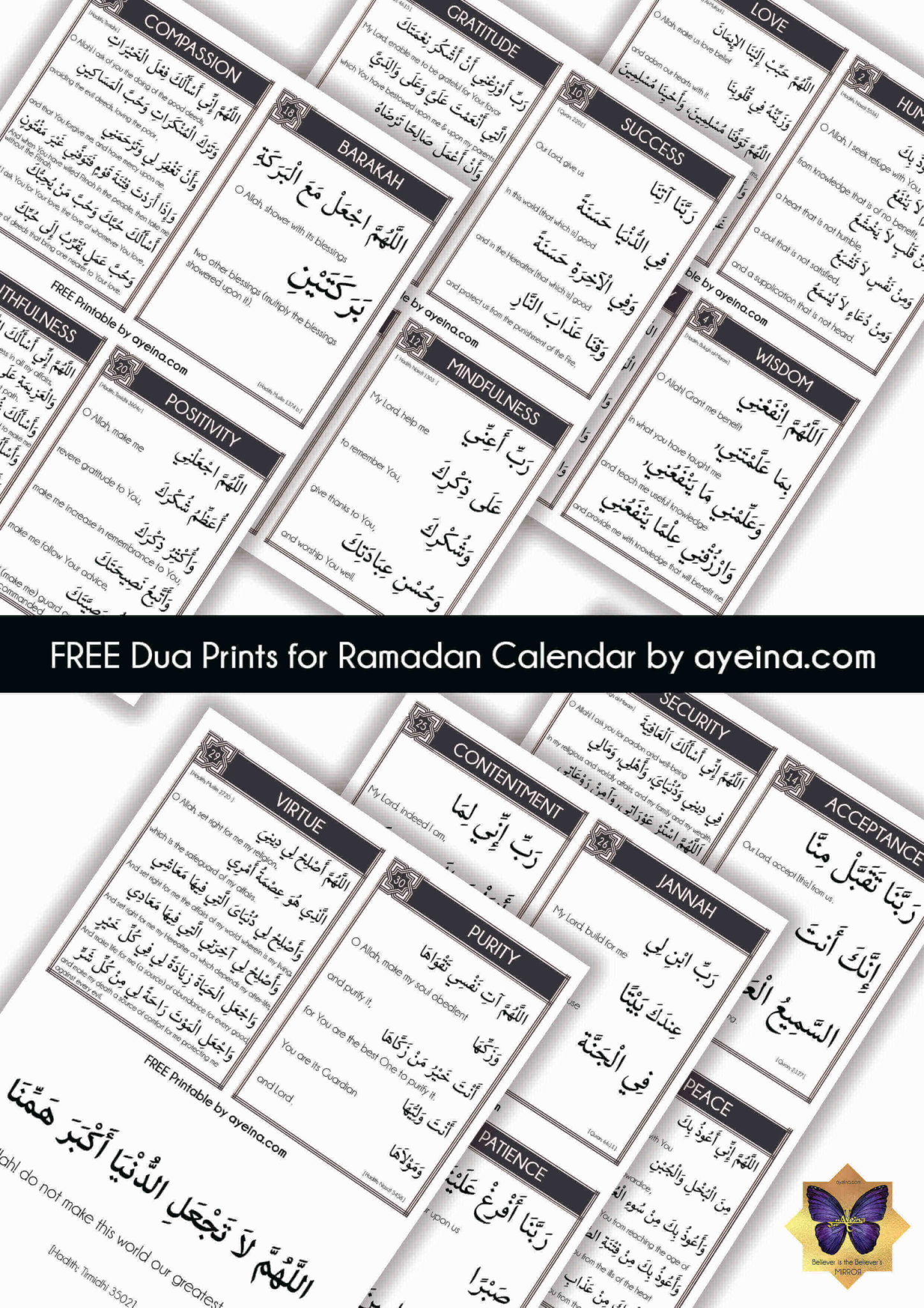 List of 30 Duas (free printables for Ramadan Calendar) AYEINA