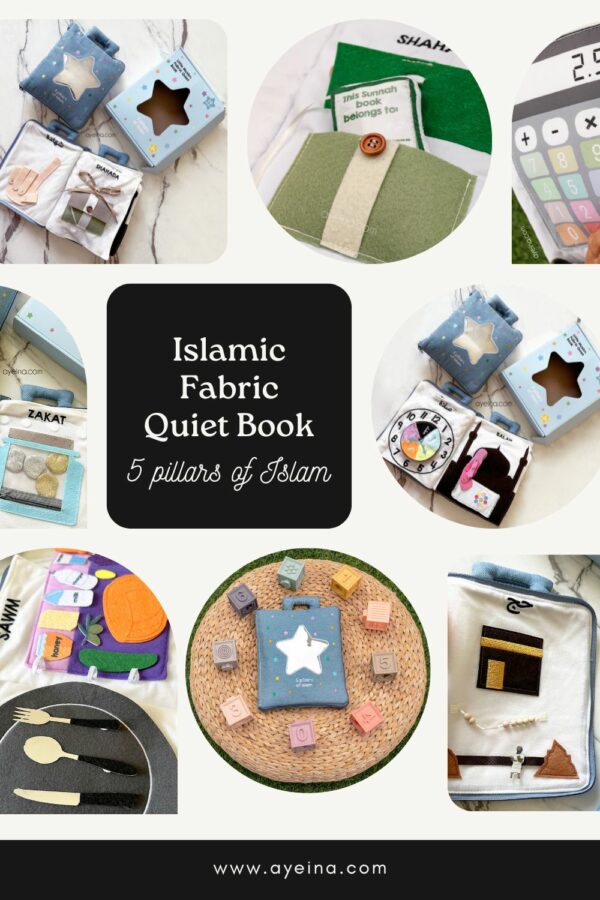 islamic interactive fabric quiet book for muslim kids on 5 pillars of islam shahada salah sawm zakat hajj activity craft