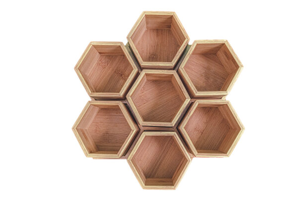 HIVE - rotating wooden organizer with removable sections - by SUDDOL