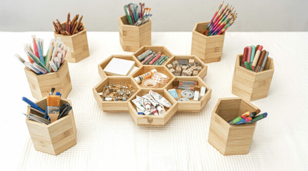 HIVE - rotating wooden organizer with removable sections - by SUDDOL