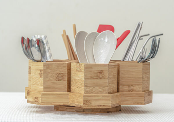 HIVE - rotating wooden organizer with removable sections - by SUDDOL