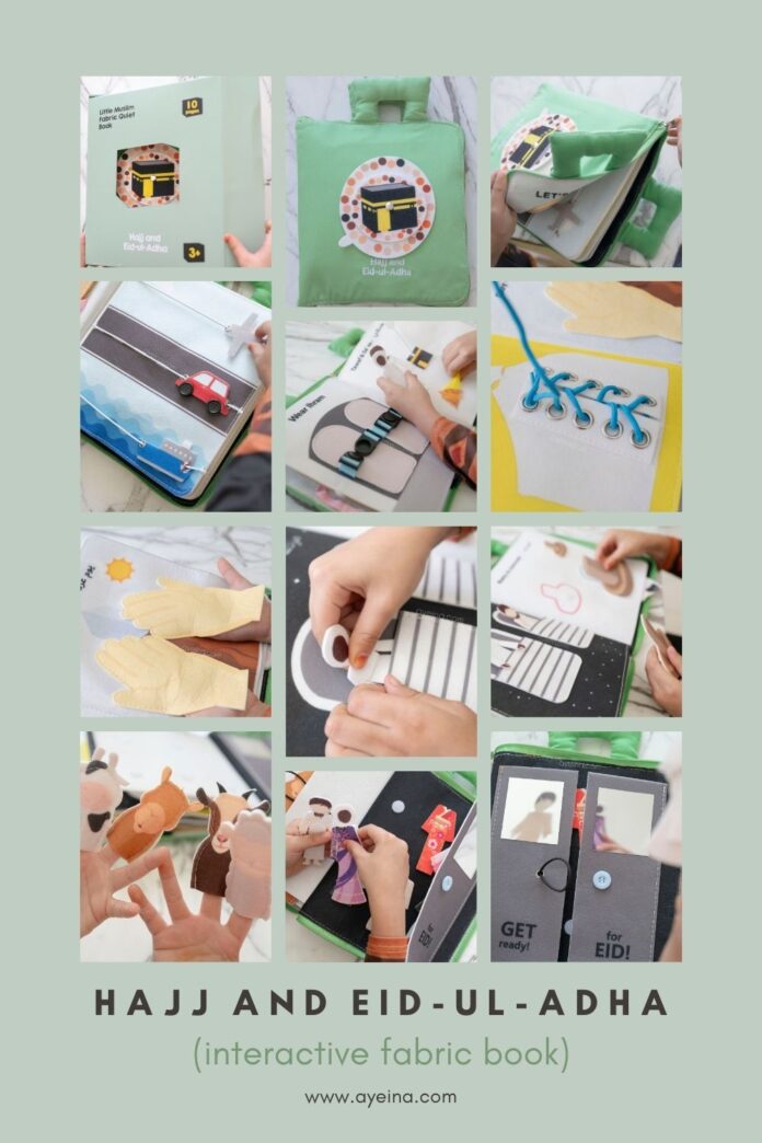 hajj and eid ul adha fabric book for muslim kids quiet book soft busy book green kabah islamic craft activity